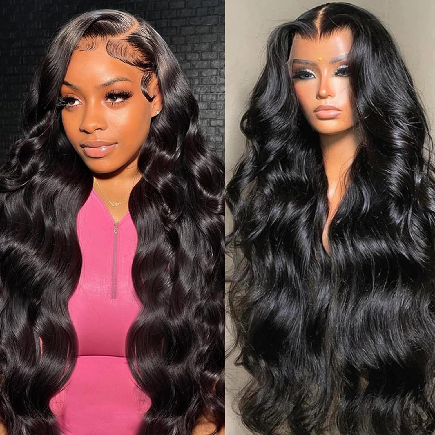 13X6 Lace Front Wigs Human Hair 200 Density Body Wave HD Lace Front Wigs Human Hair 13X6 HD Lace Frontal Glueless Wigs Human Hair Pre Plucked Brazilian Virgin Wig for Women (28 Inch)