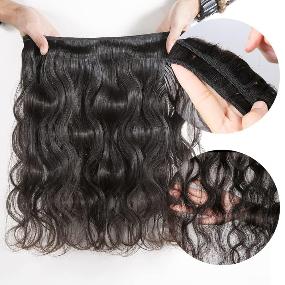 Body Wave Bundles Human Hair Brazilian Hair Bundles Real Human Hair Bundles Body Wave Virgin Human Hair Bundles Black Bundles Human Hair Curly Bundles Human Hair Weave Bundles (18 20 22In)