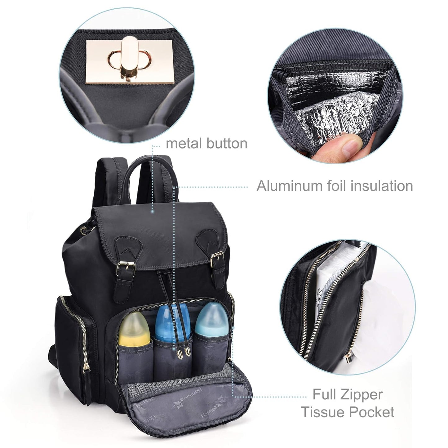 Diaper Backpack Diaper Bag with Stroller Hooks, Pañaleras Para Bebe, Diaper Backpack for Mom